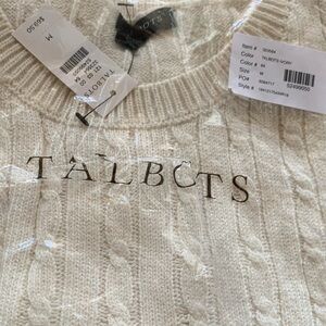 NWT PRICE DROP Talbots Ivory Crew Neck Cable Cotton Sweater size Medium